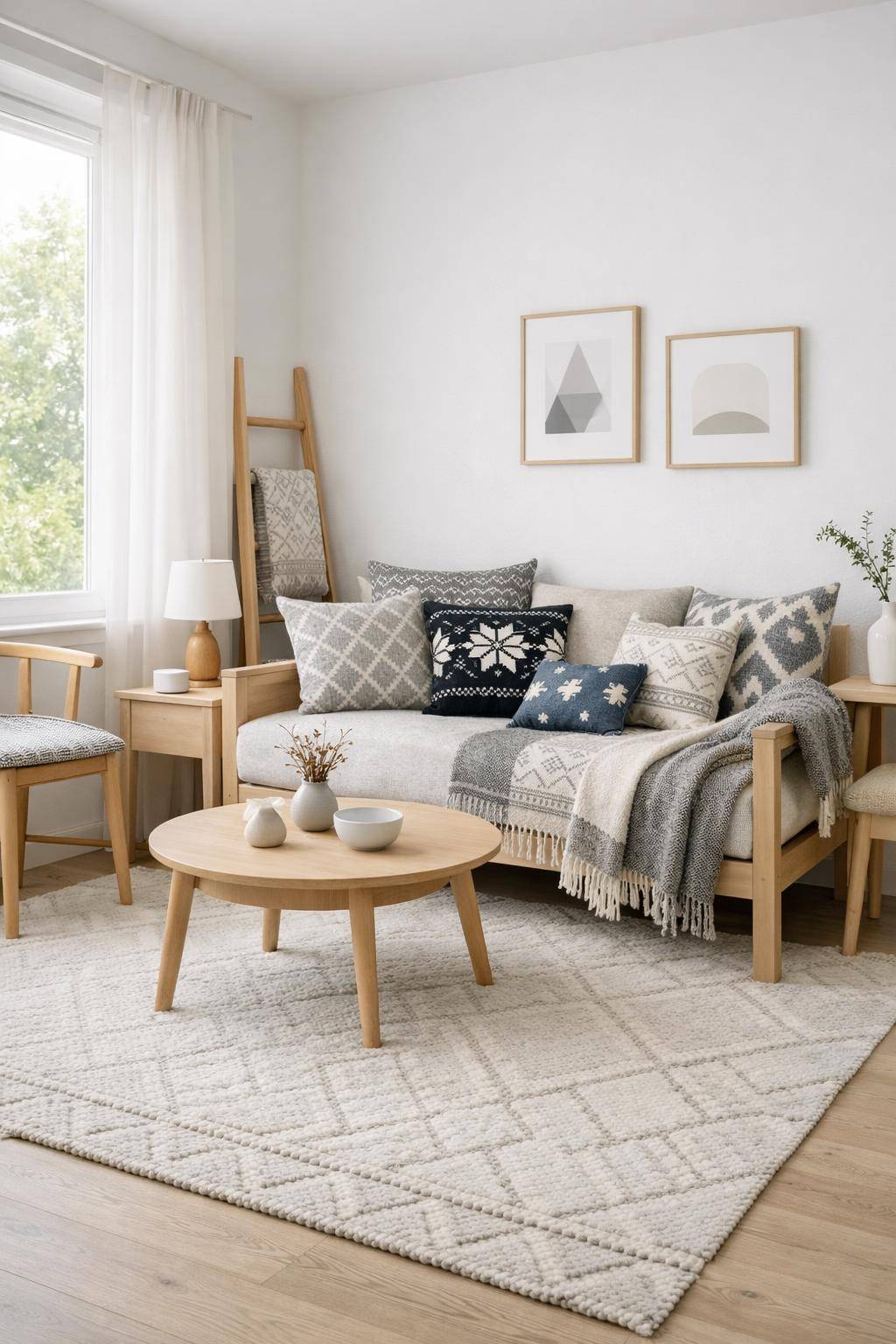Gästezimmer im Scandi-Look- Mixe verschiedene skandinavische Muster