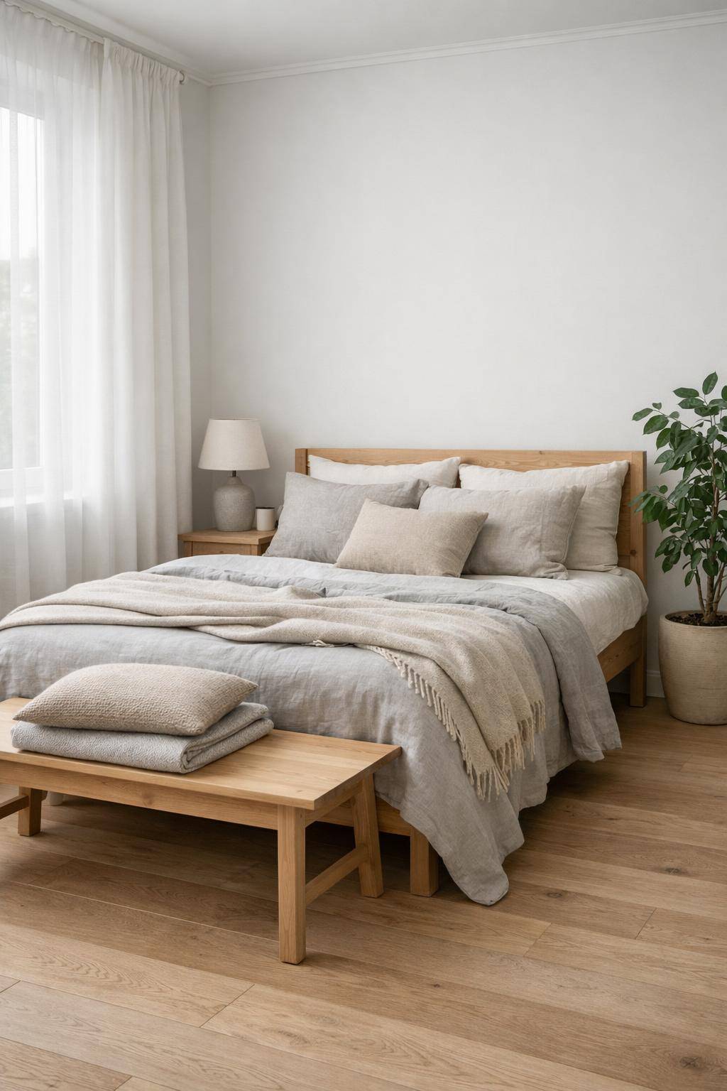 Gästezimmer im Scandi-Look- Schmücke das Zimmer mit dezenten Textilien
