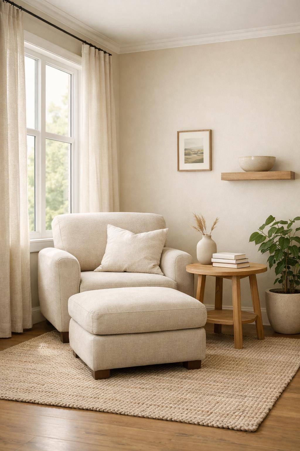 Gästezimmer in Beige- Kreiere eine ruhige Leseecke im Fensterbereich