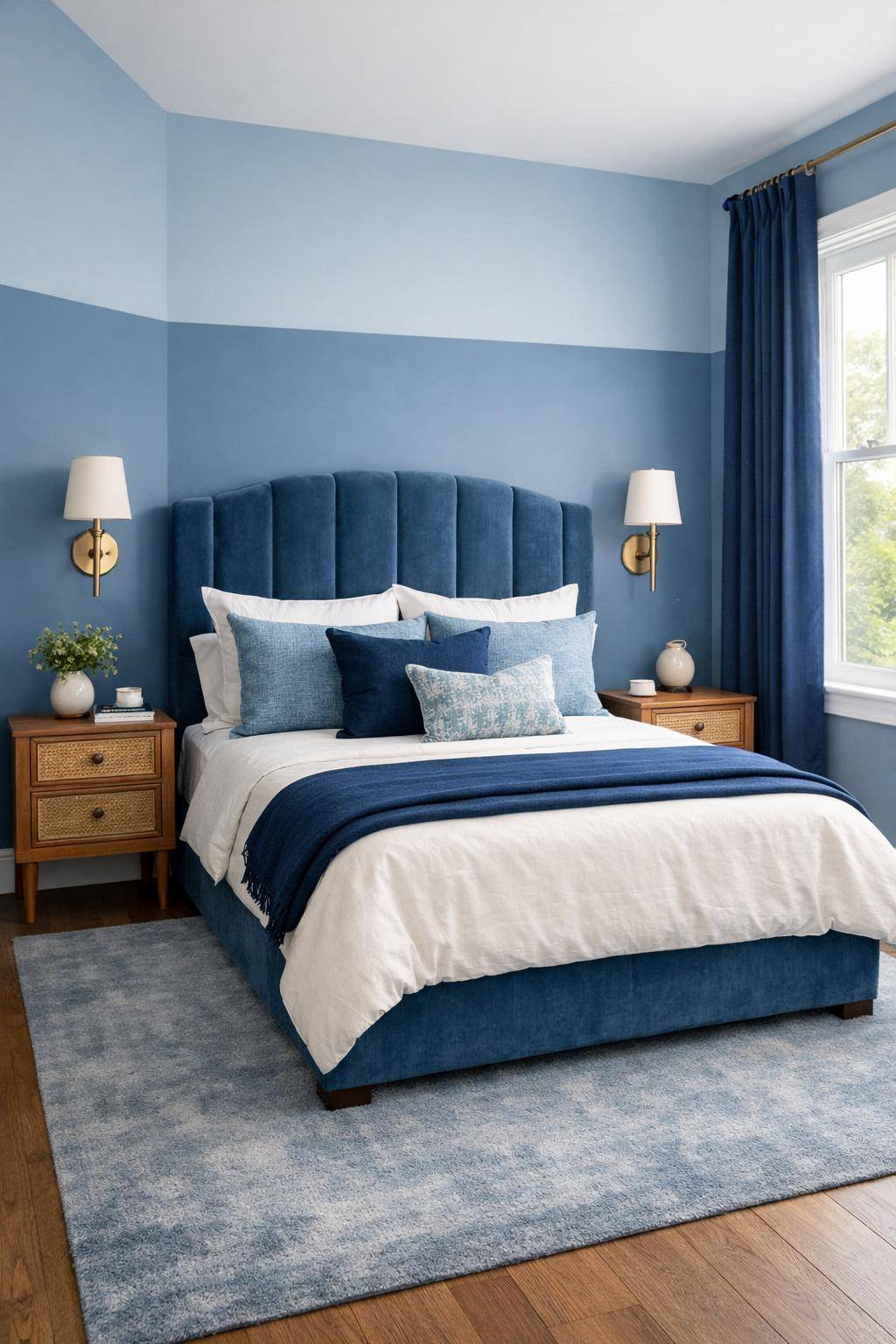 Gästezimmer in Blau- Experimentiere mit unterschiedlichen Blautönen