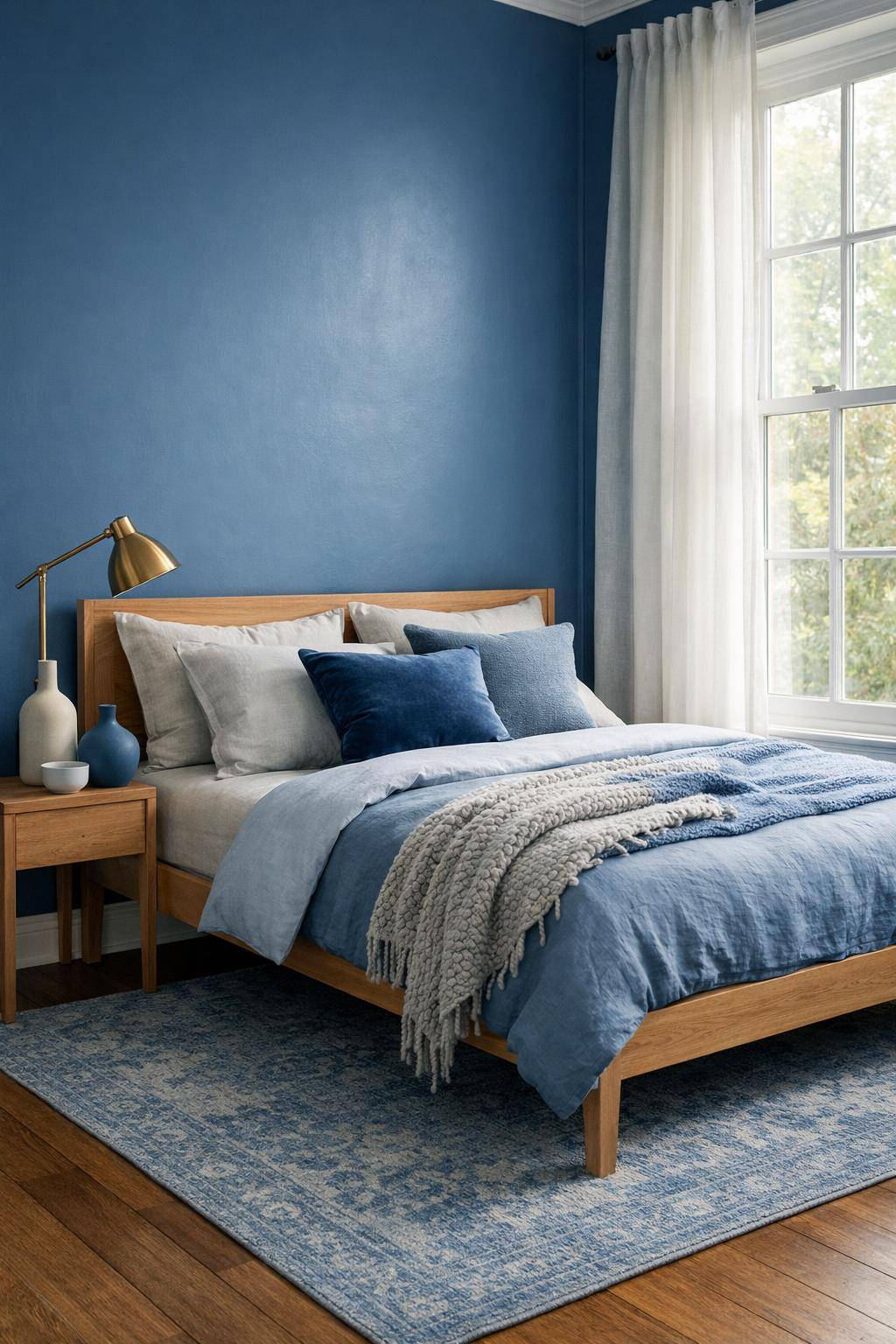 Gästezimmer in Blau- Kombiniere verschiedene Texturen in Blau