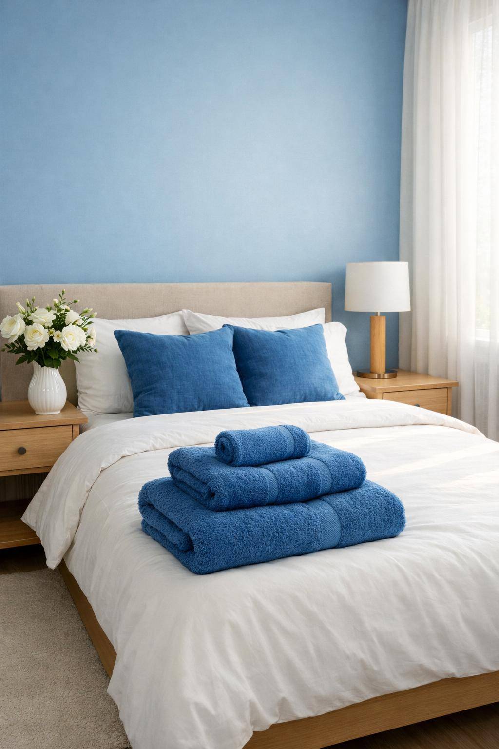 Gästezimmer in Blau- Präsentiere gastfreundliche blaue Handtücher