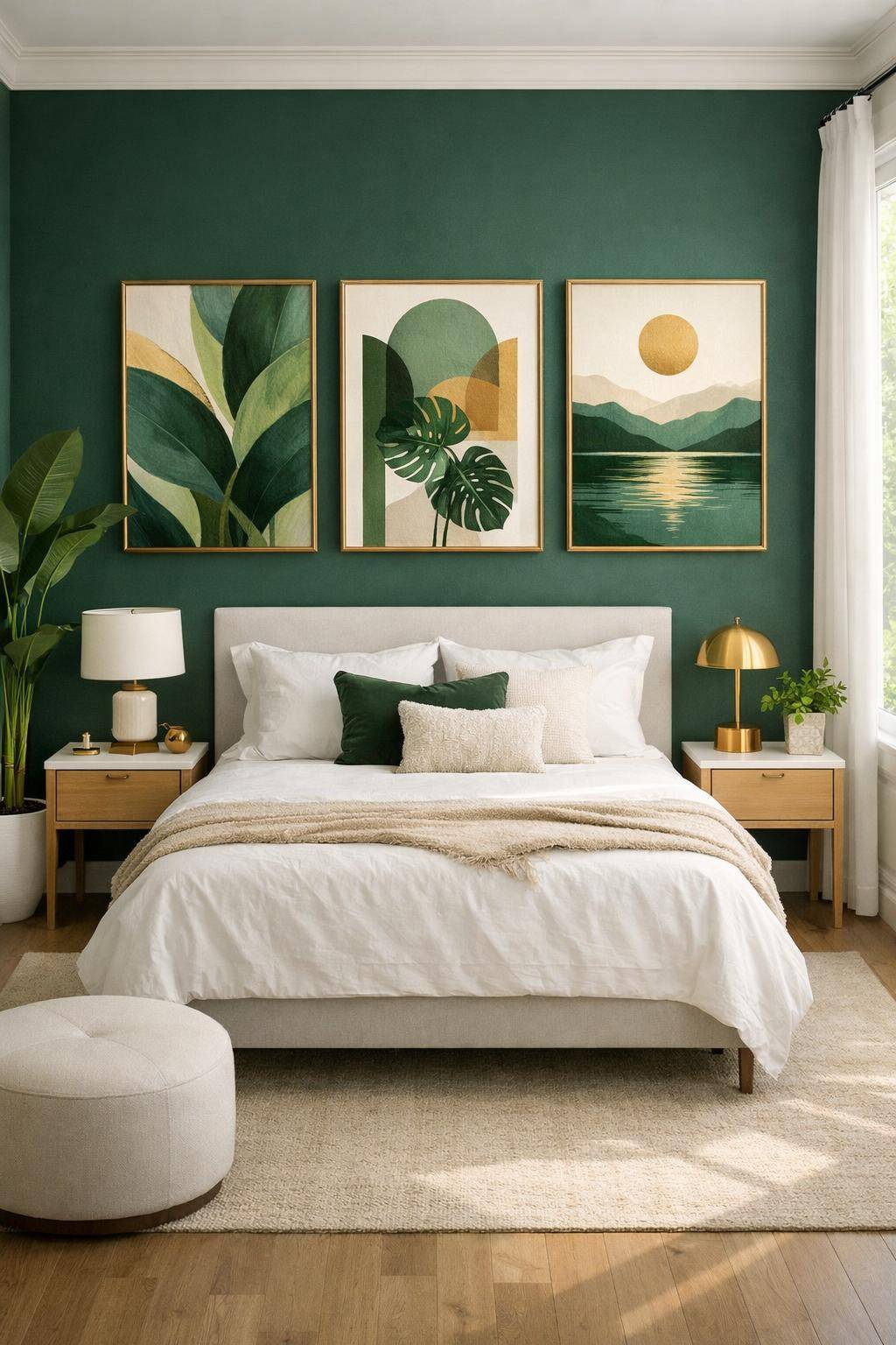 Gästezimmer in Grün- Setze auf grüne Wandbilder als Eyecatcher