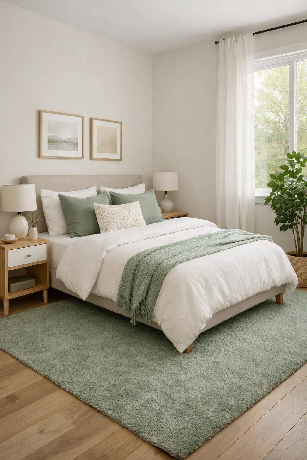 Gästezimmer in Grün- Verwende grüne Teppiche für Gemütlichkeit