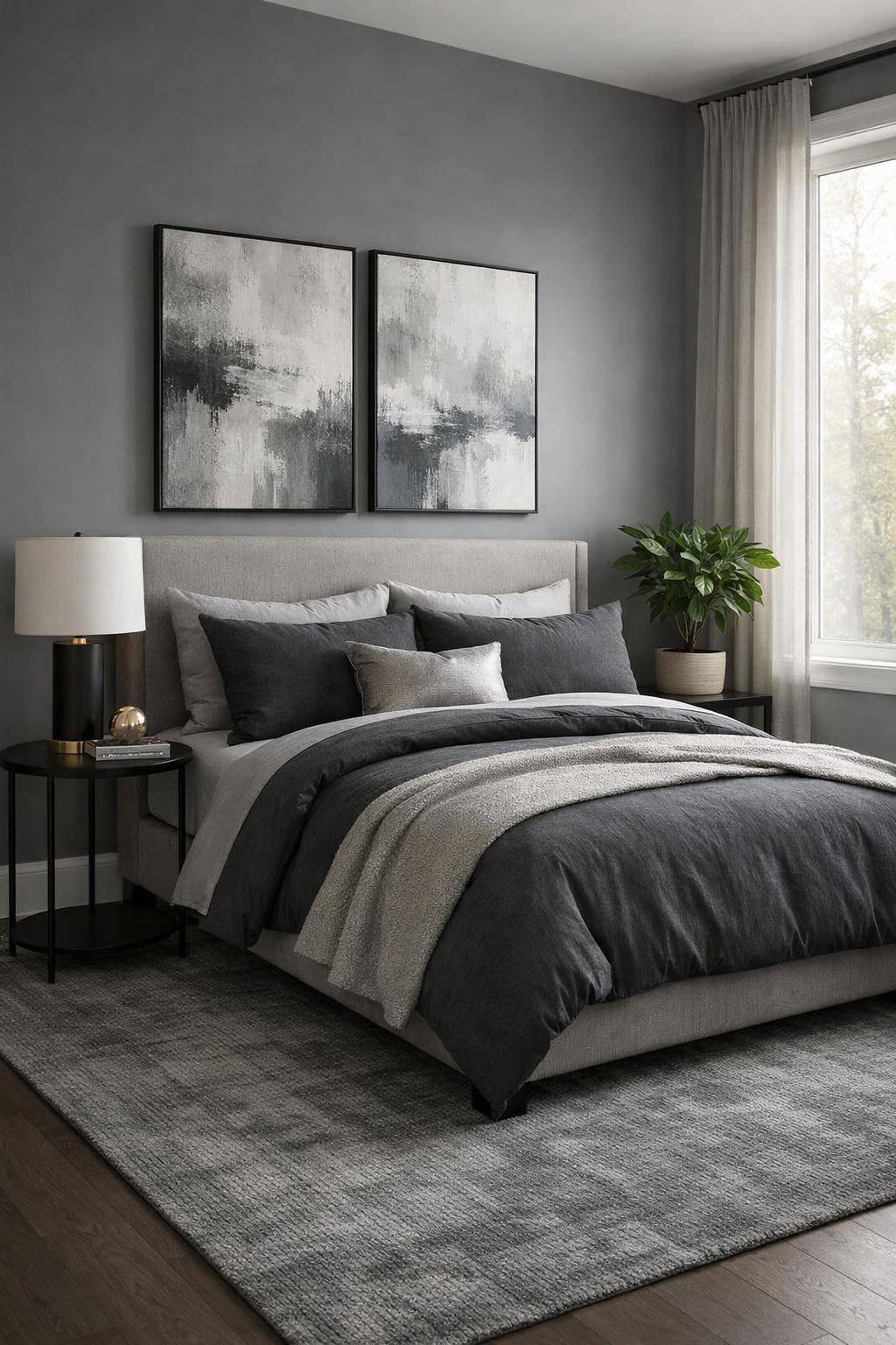 Gästezimmer in Grau-Setze auf verschiedene Grautöne für Tiefe