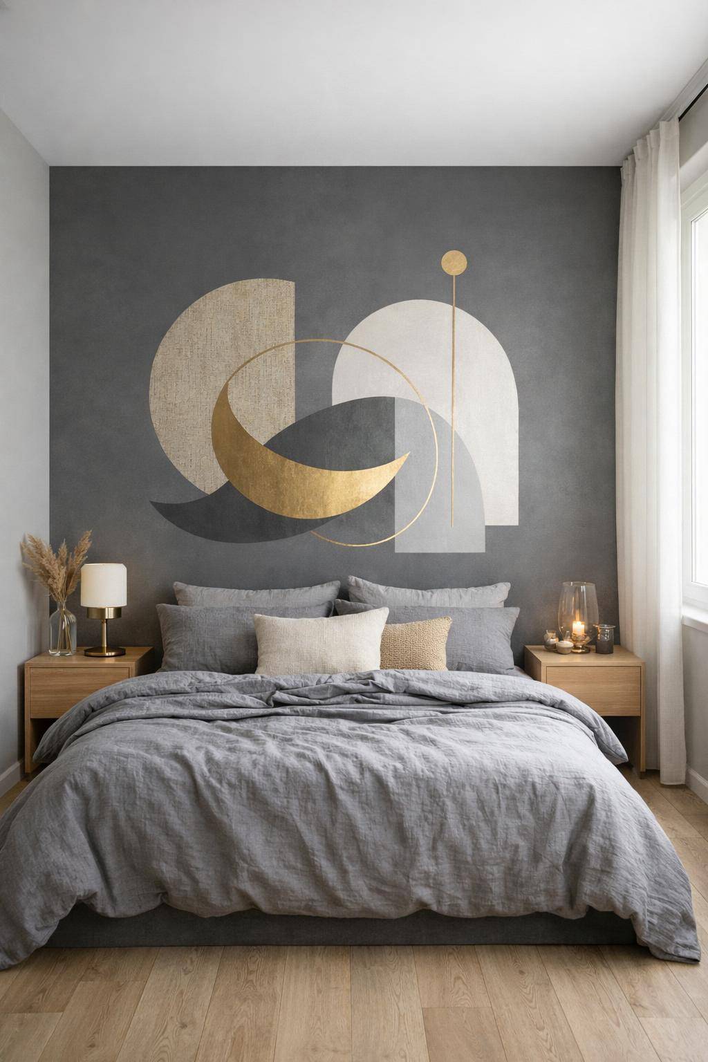 Gästezimmer in Grau- Erweitere den Raum mit einem Wandtattoo in Grau