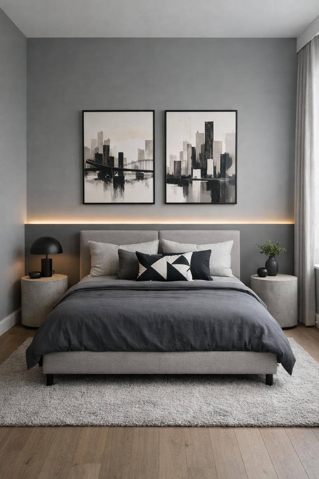 Gästezimmer in Grau- Setze Akzente mit urban inspirierten Prints