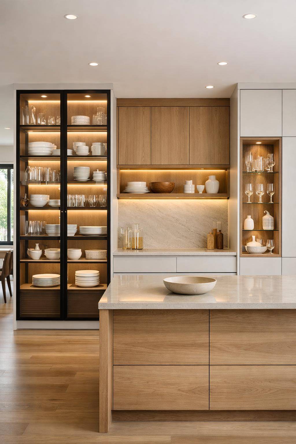 Ideen: Küche mit Glasfronten gestalten- Erweitere Stauraum mit Glasvitrinen