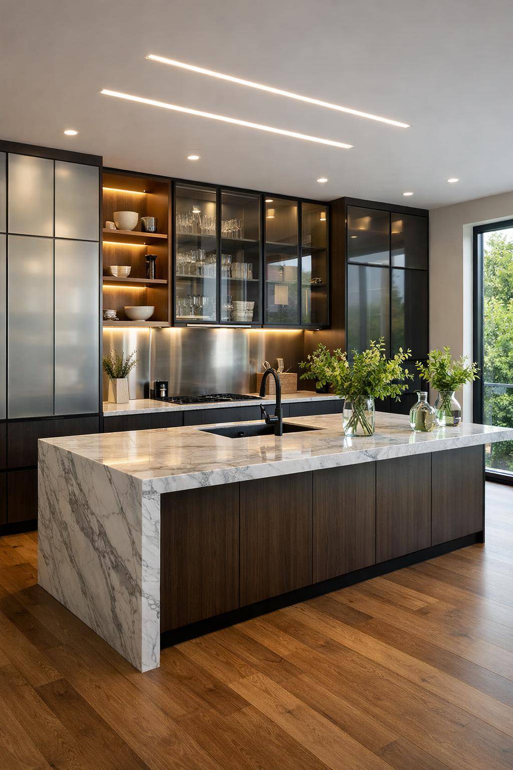 Ideen: Küche mit Glasfronten gestalten- Mixe verschiedene Glasarten für Spannung