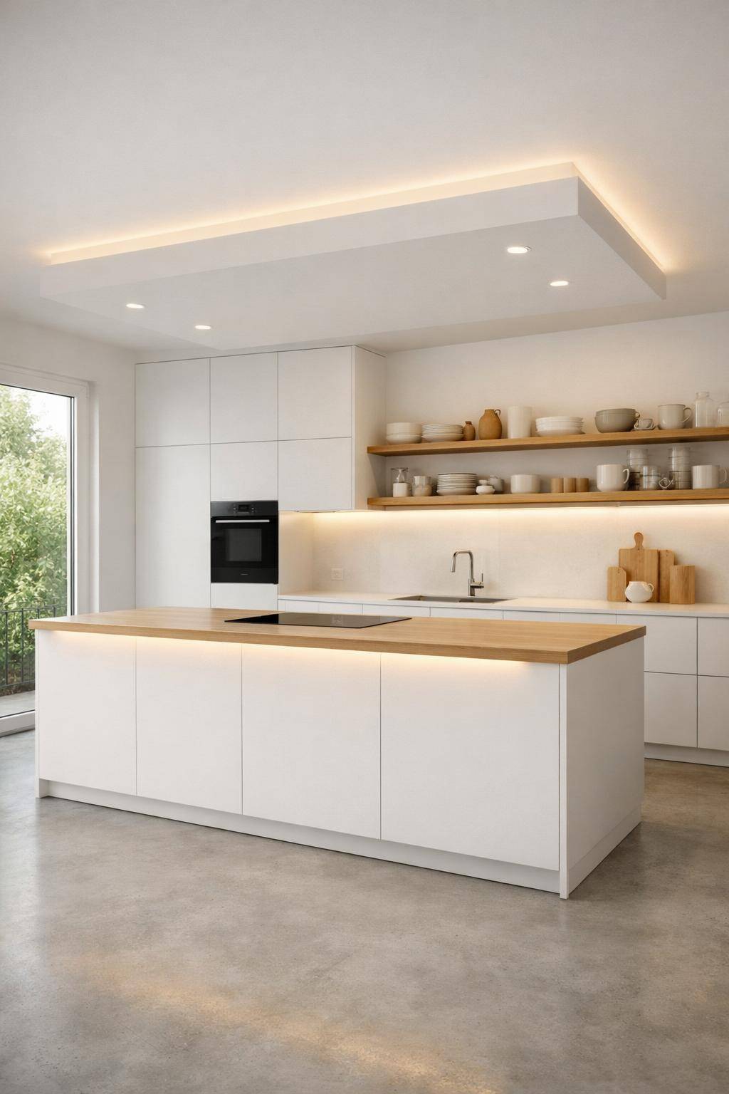 Ideen: Minimalistische Küche einrichten- Positioniere Lichtquellen gezielt und dezent