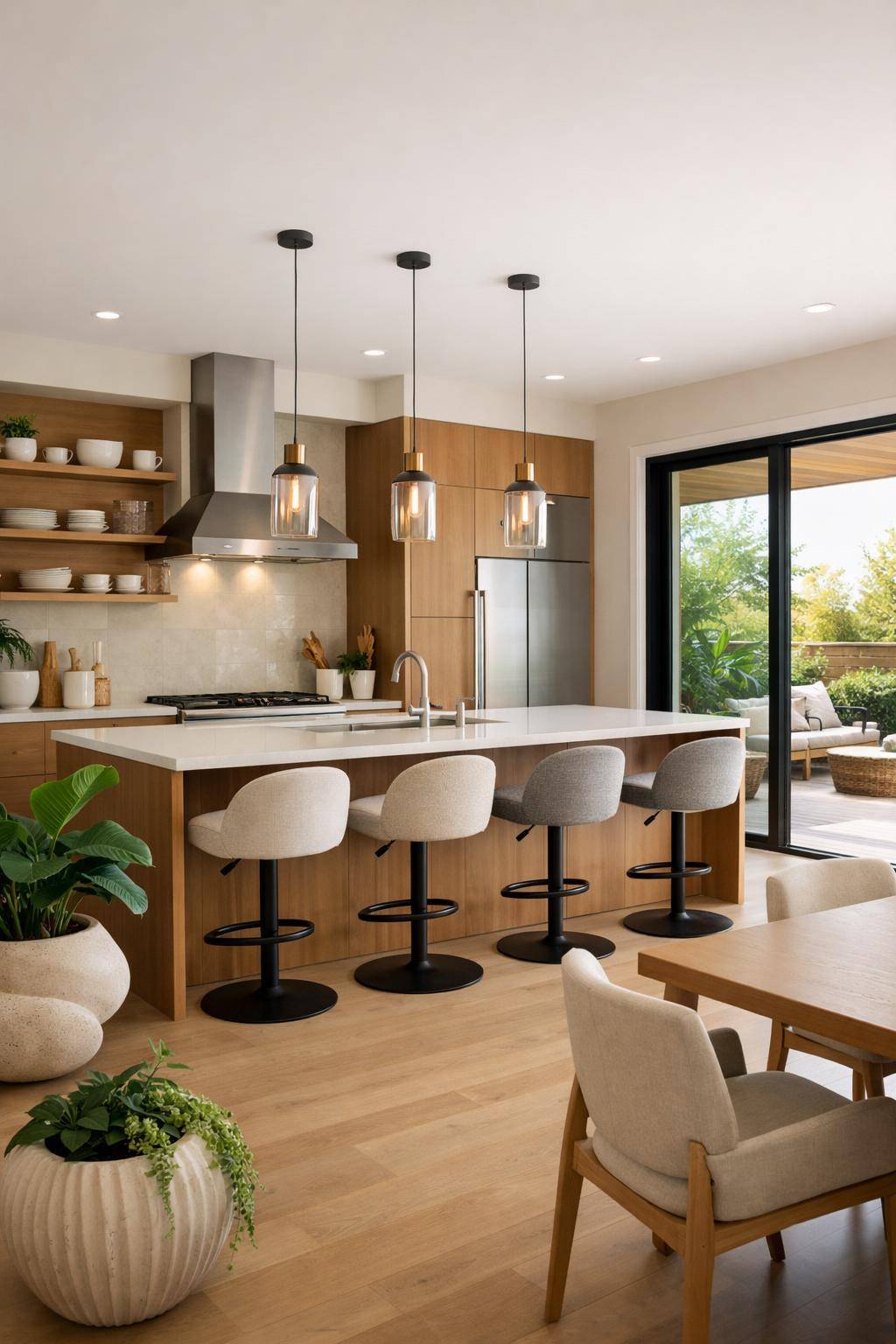 Ideen: Offene Küche einrichten- Arrangiere Sitzmöglichkeiten flexibel und einladend