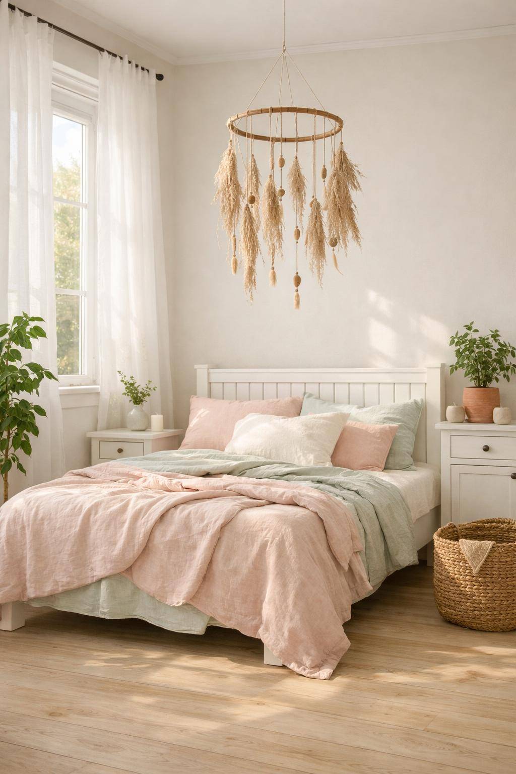 Ideen: Sommerdeko fürs Schlafzimmer- Bastle ein Mobile aus getrockneten Gräsern