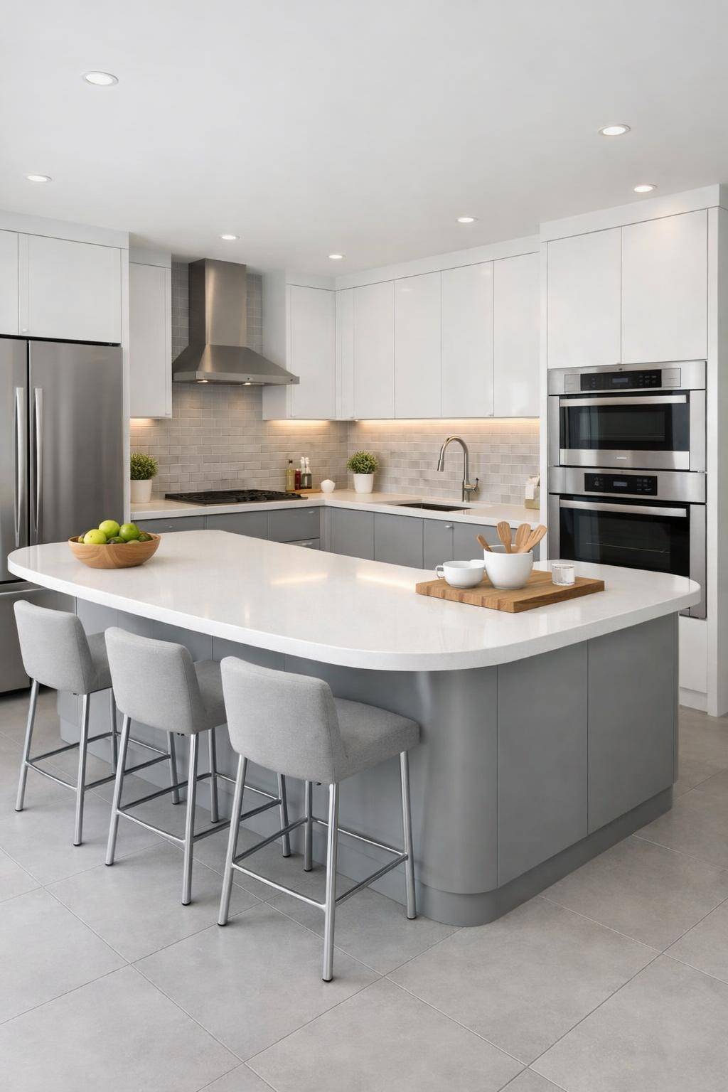 Ideen: familienfreundliche Küche einrichten- Bevorzuge abwischbare, glatte Oberflächen