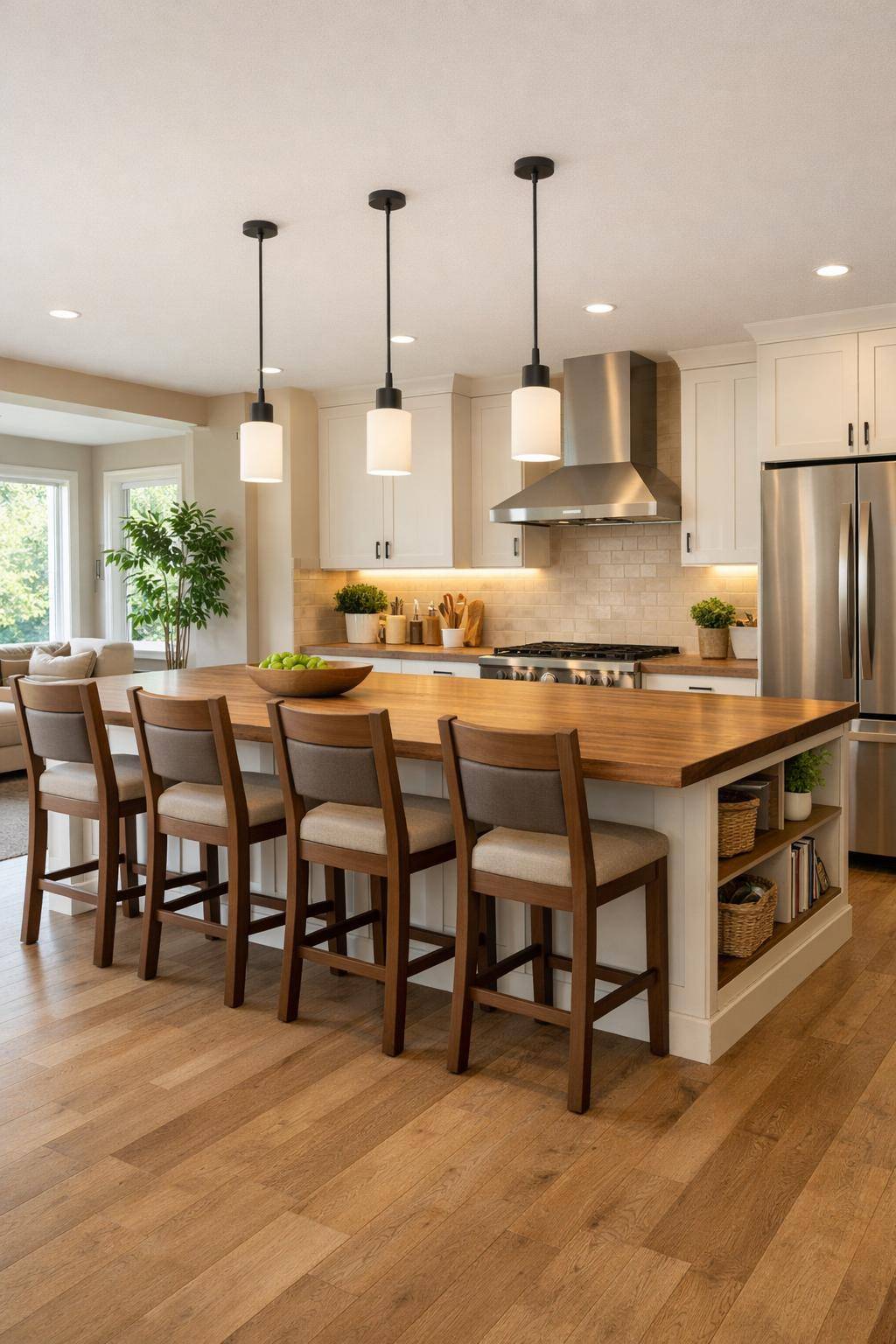 Ideen: familienfreundliche Küche einrichten- Plane eine große Familien-Essinsel ein