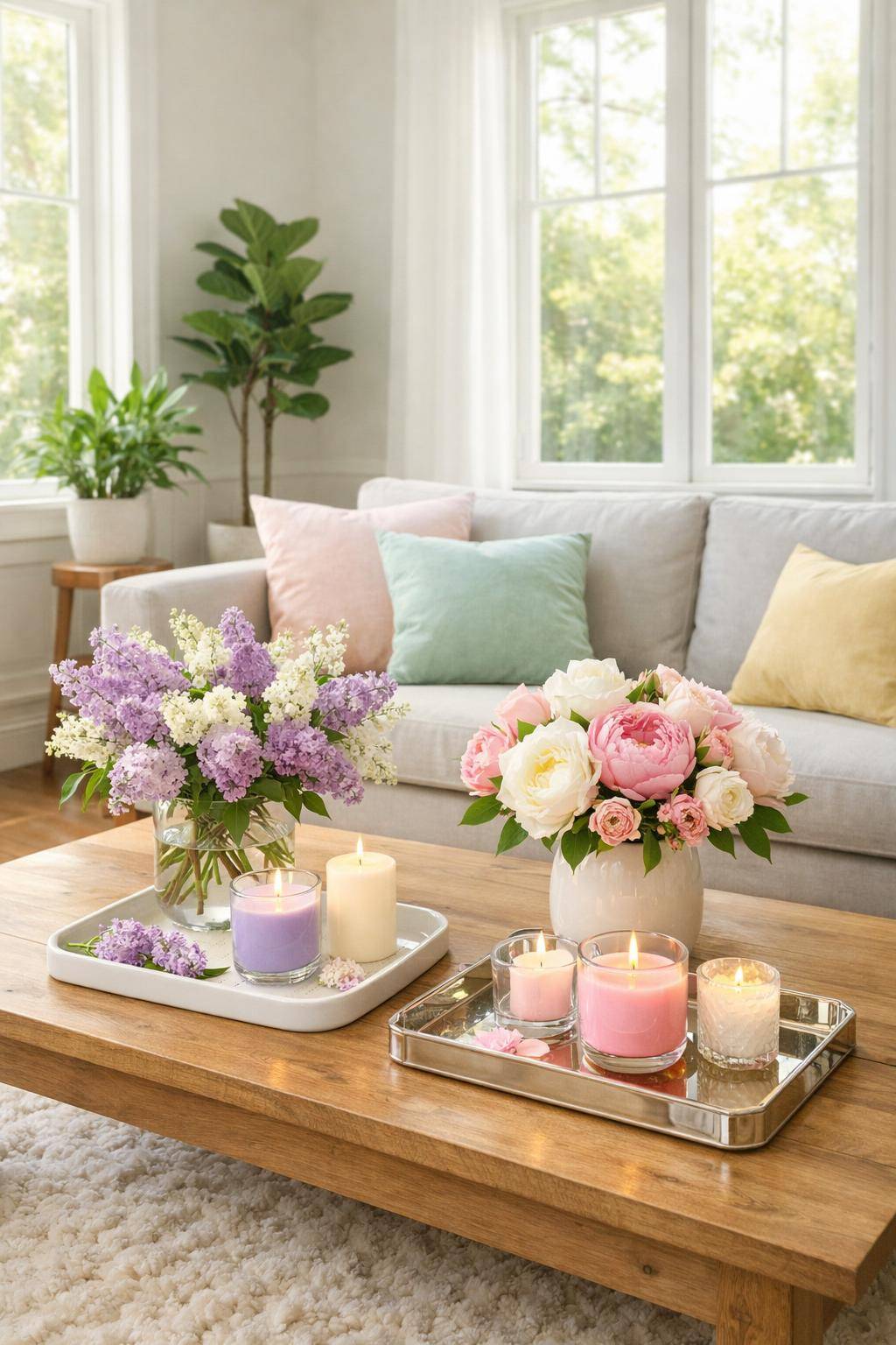 Ideen für Frühlingsdeko im Wohnzimmer- Verwende Duftkerzen mit Frühlingsaromen