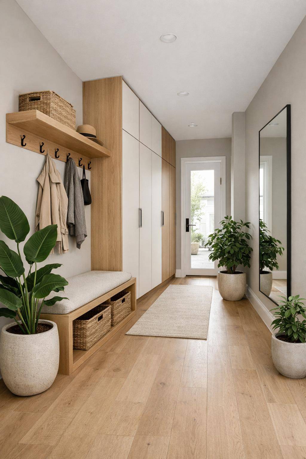 Ideen für Garderobe im Flur- Erweitere das Design mit Pflanzen für Frische