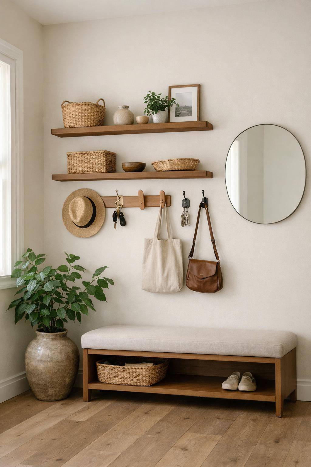 Ideen für Garderobe im Flur- Hänge Bilderleisten für Utensilien und Schlüssel auf