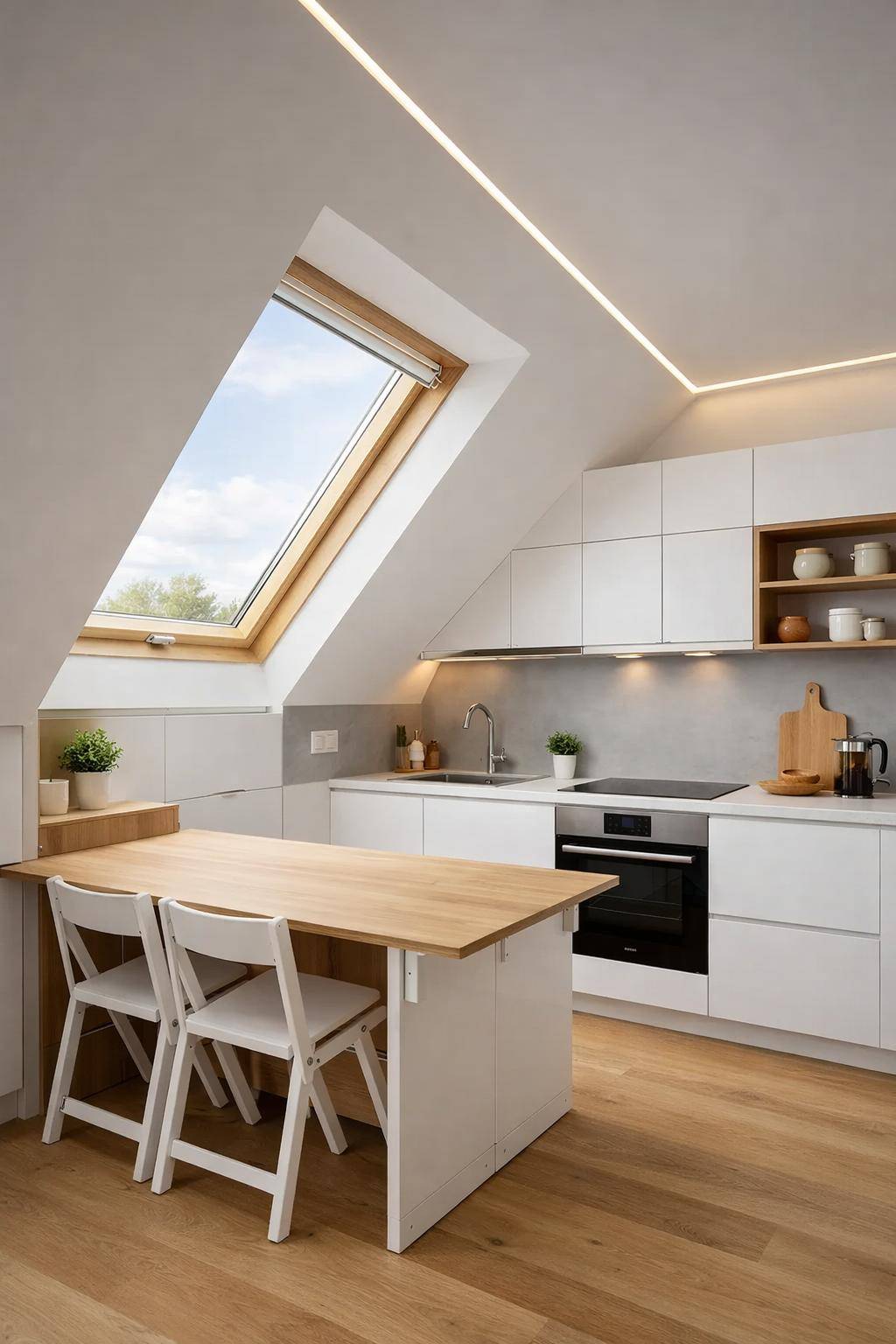 Ideen für Küchen mit Dachschrägen- Erkunde multifunktionale Möbel für mehr Flexibilität