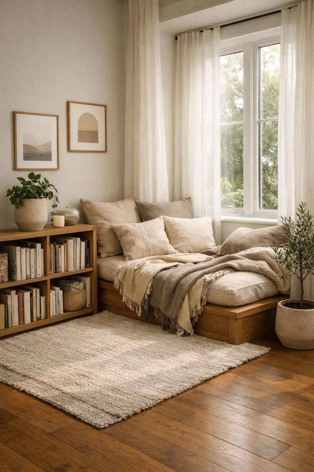 Ideen für Spielecken im Wohnzimmer- Ergänze Bodenkissen für Leseabenteuer