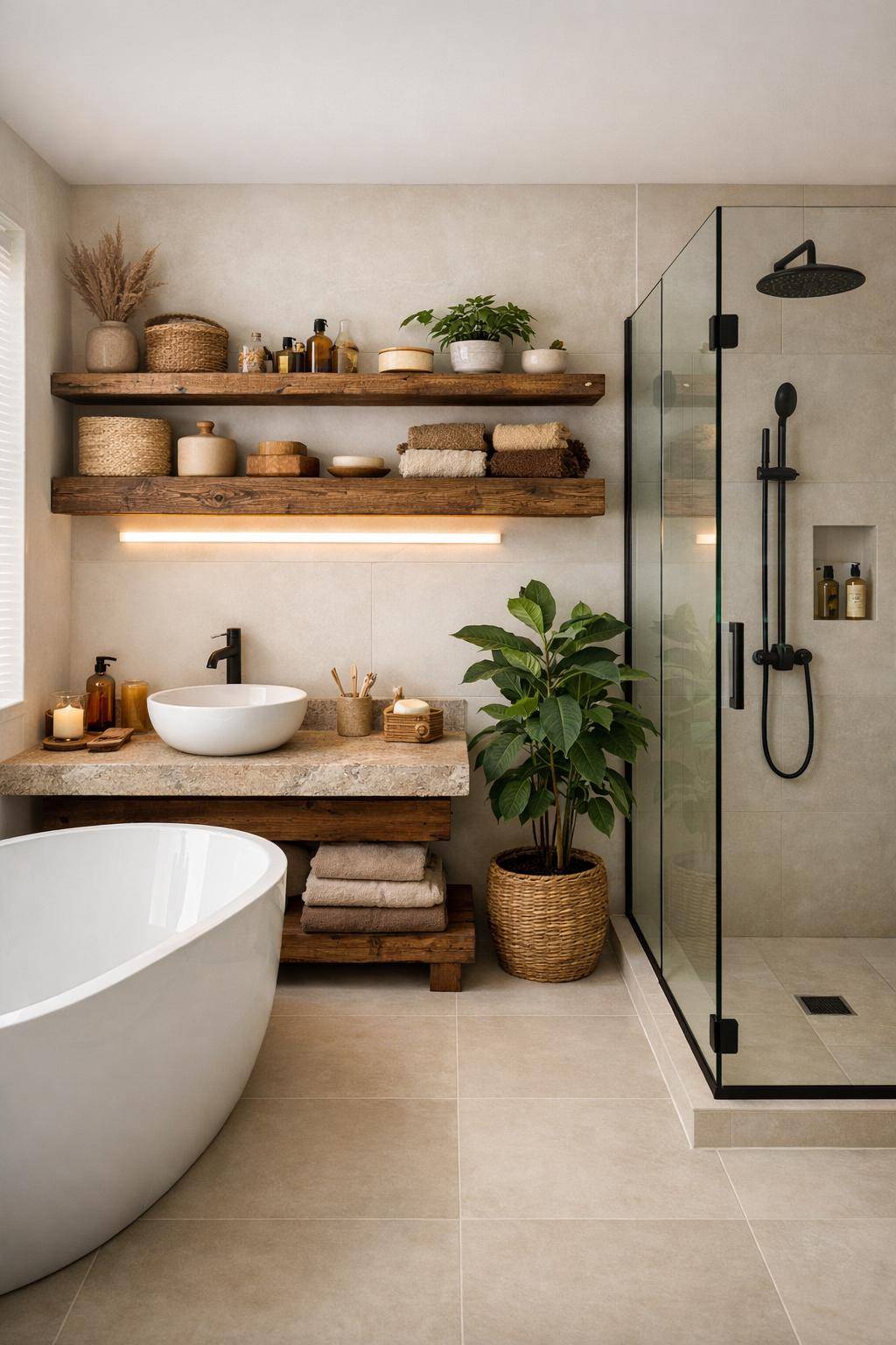 Inspiration: Badezimmer nachhaltig gestalten- Kreiere ein individuelles Wandregal aus Altholz