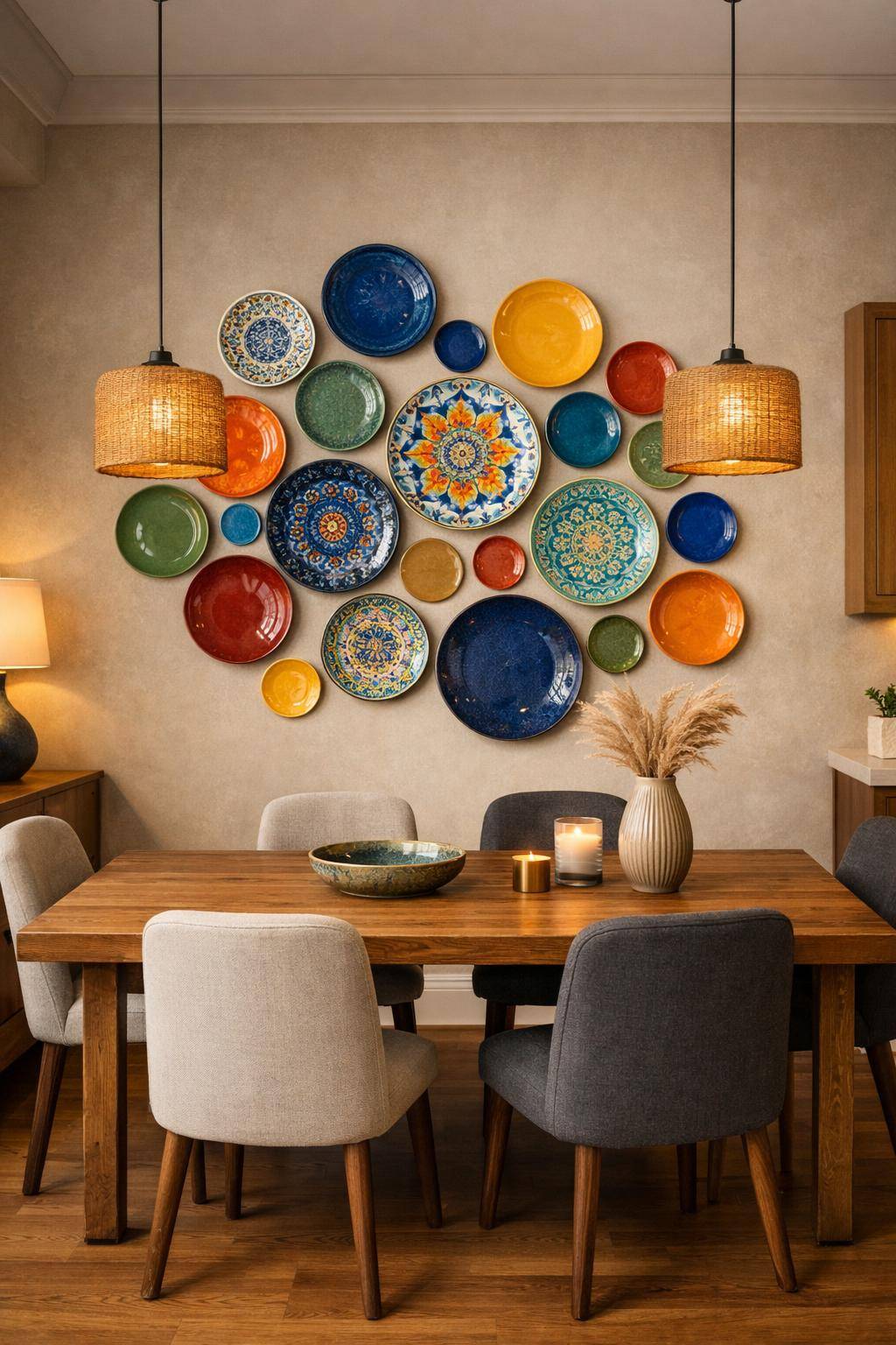 Inspiration: Wanddeko fürs Esszimmer-Kombiniere Keramikplatten in verschiedenen Farben