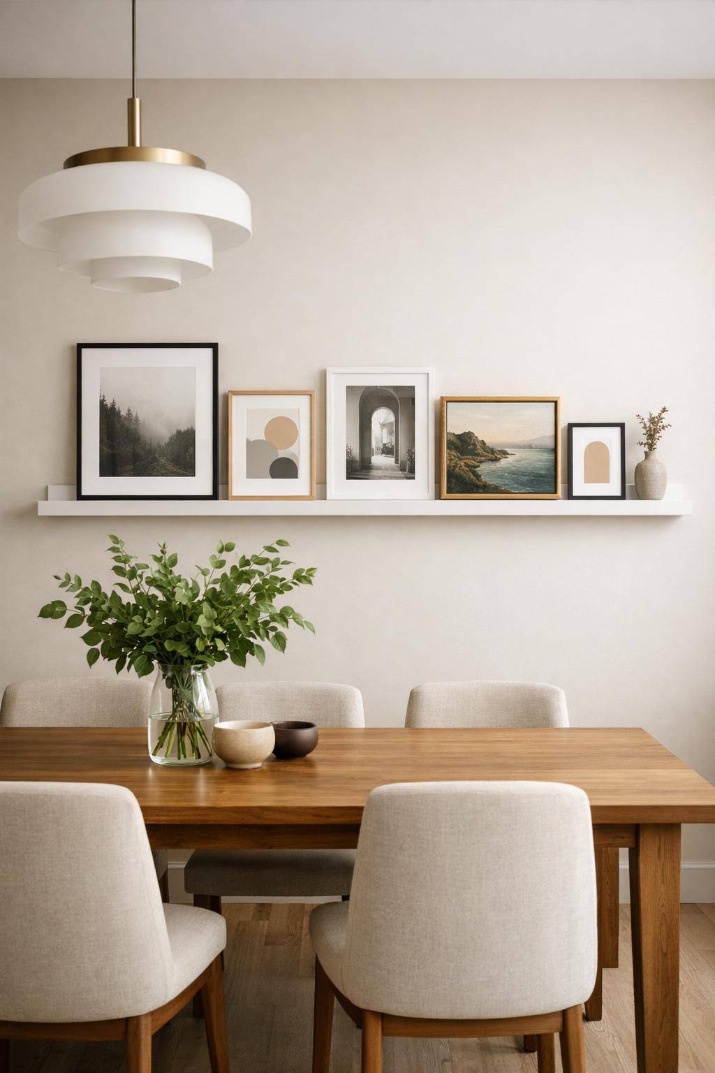 Inspiration: Wanddeko fürs Esszimmer- Nutze schwebende Bilderleisten für Flexibilität