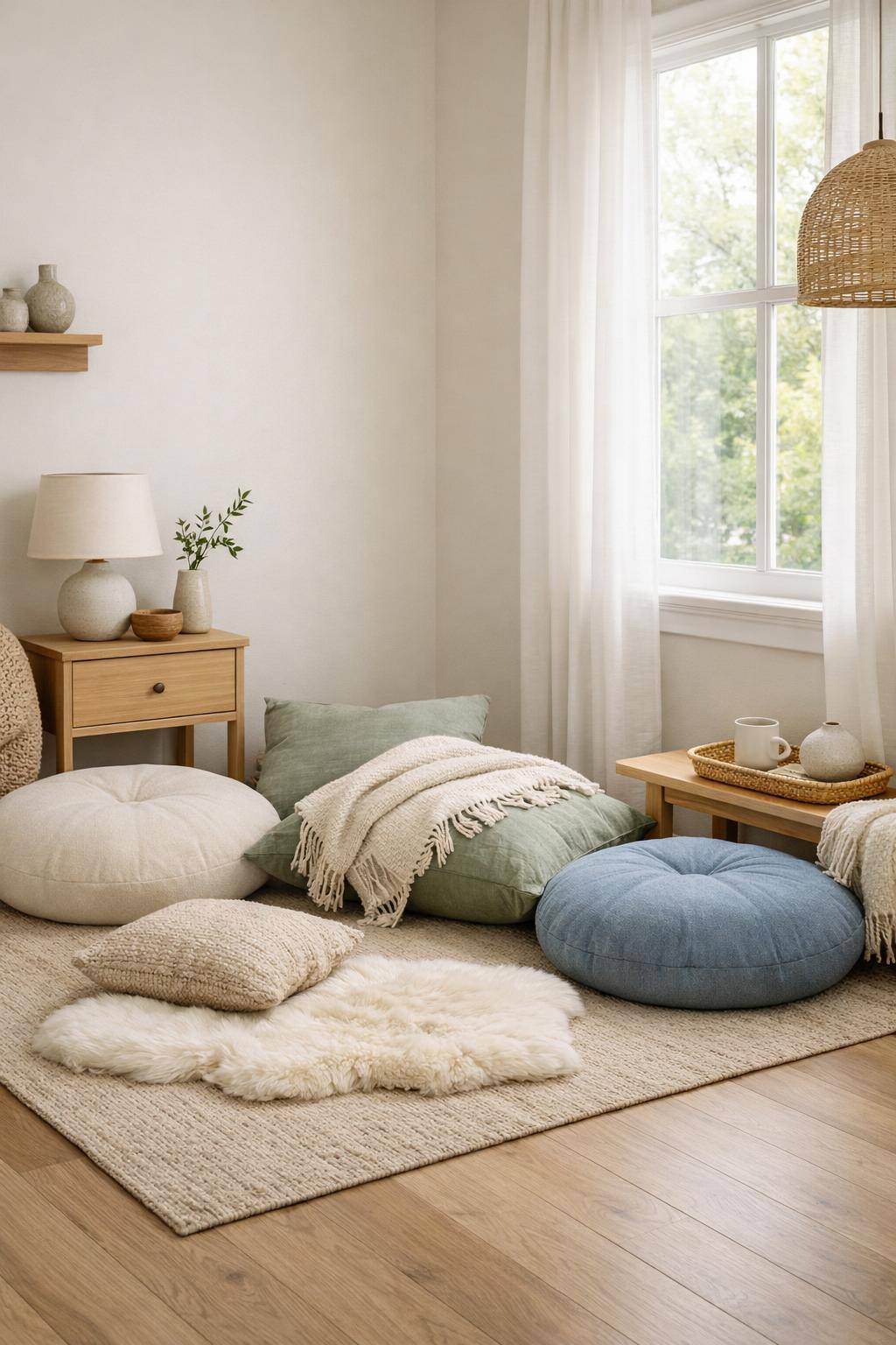 Kleines Gästezimmer einrichten- Ergänze bequeme Sitzkissen für Gäste