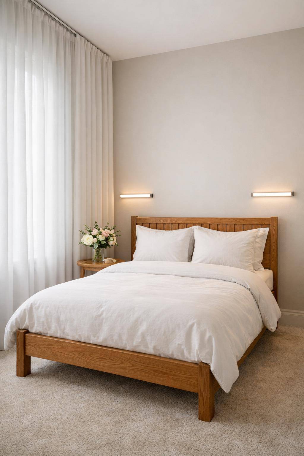 Kleines Gästezimmer einrichten- Hänge Gardinen bodenlang für Höhe