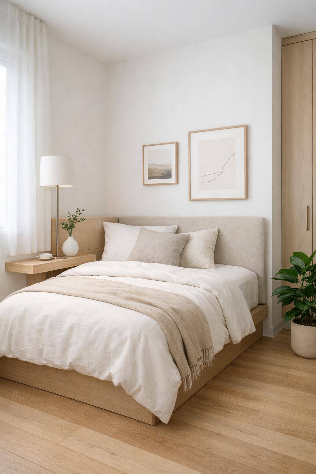 Kleines Gästezimmer einrichten- Positioniere das Bett platzsparend in der Ecke