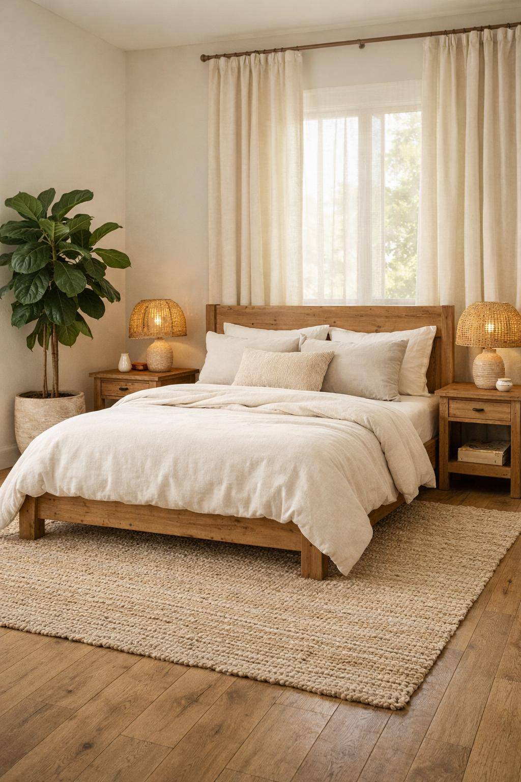 Schlafzimmer mit Naturmaterialien-Wähle Bettwäsche aus reiner Bio-Baumwolle