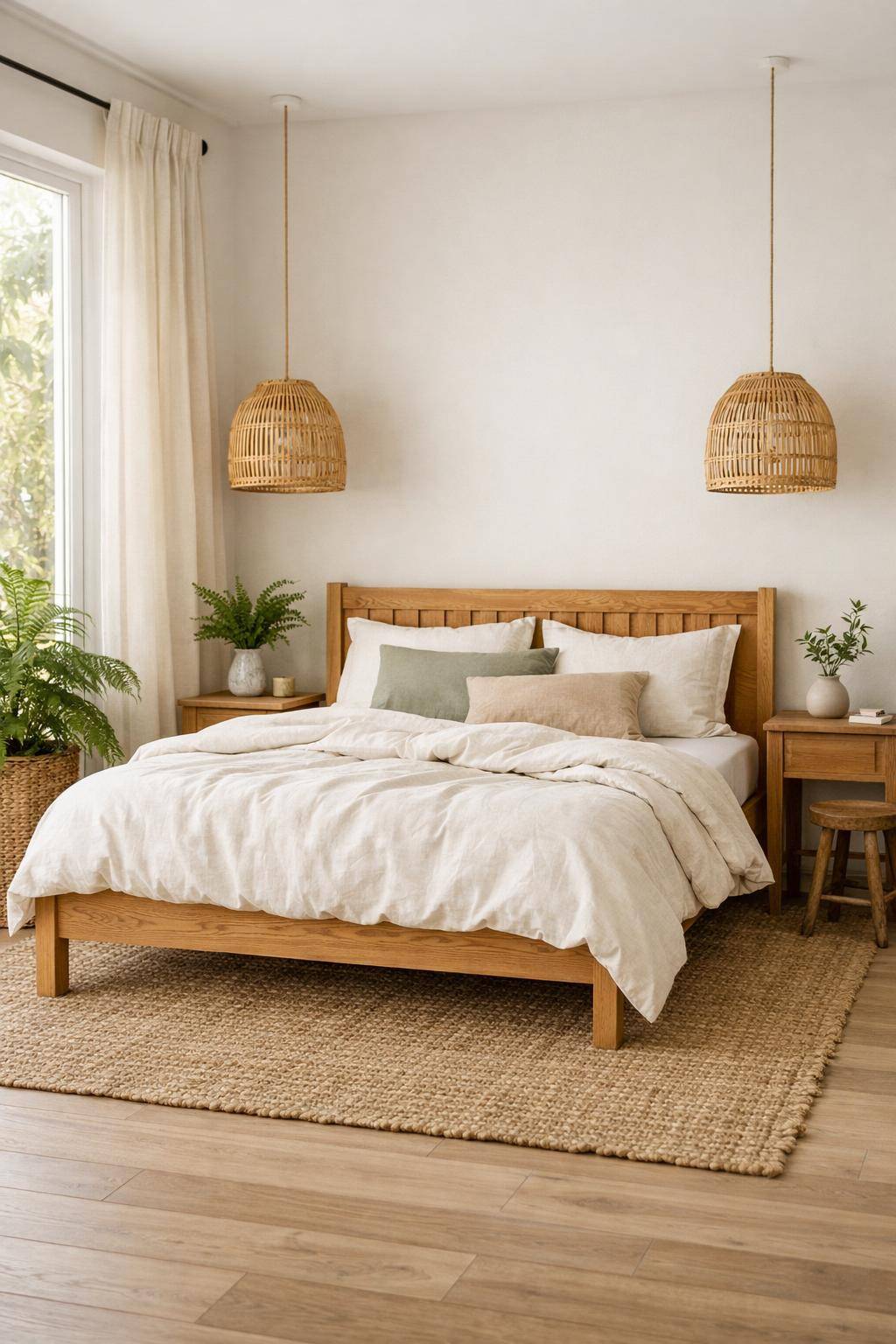 Schlafzimmer mit Naturmaterialien- Beleuchte den Raum mit Lampen aus Bambus