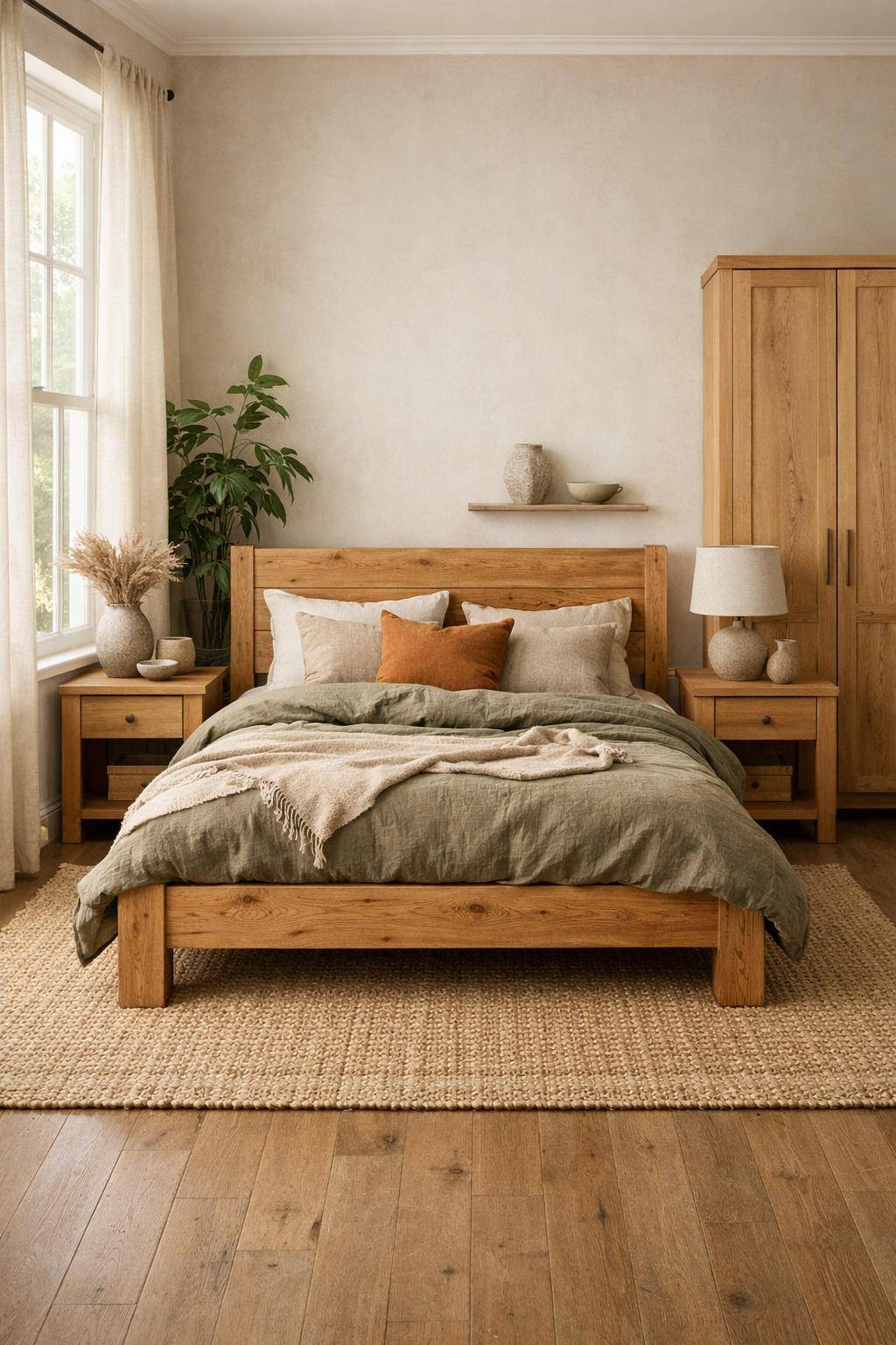 Schlafzimmer mit Naturmaterialien- Setze auf Möbel aus unbehandeltem Holz