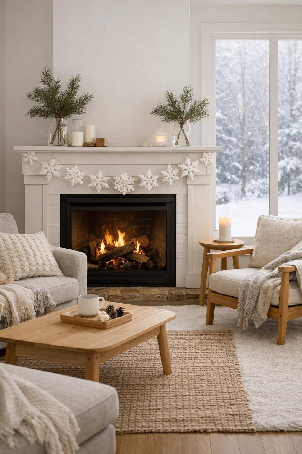 Winterdeko-Ideen- Bastle Girlanden aus Filz-Schneeflocken