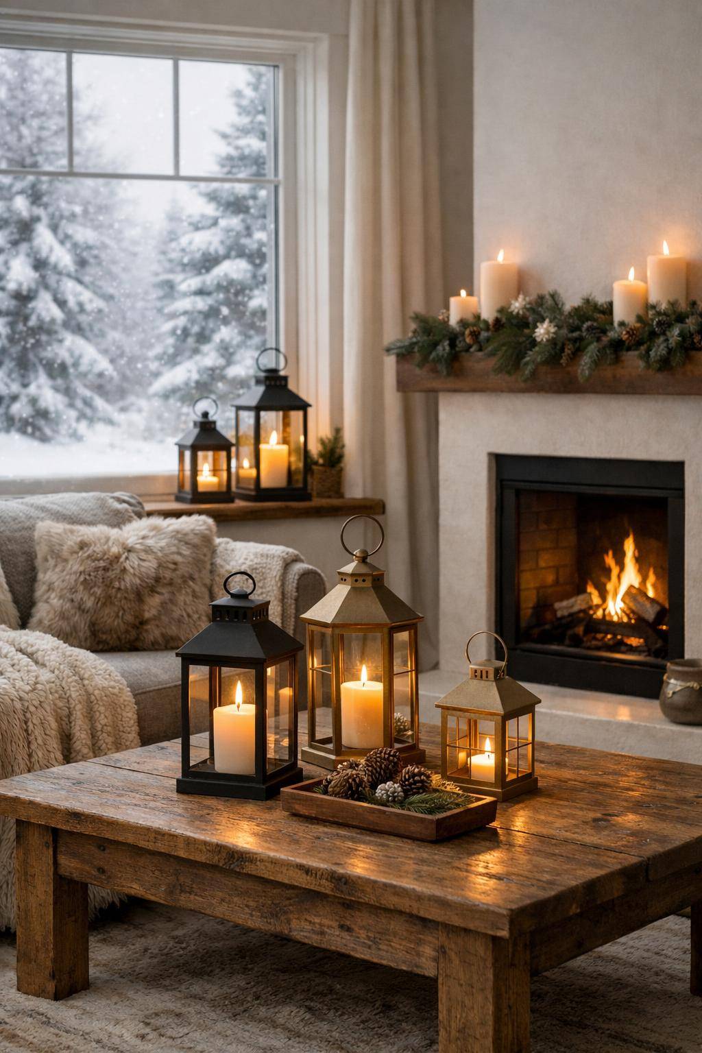 Winterdeko-Ideen- Erleuchte dein Wohnzimmer mit Kerzenlaternen