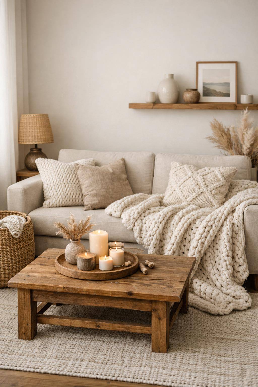 Winterdeko-Ideen- Lege eine Decke im Strickmuster bereit