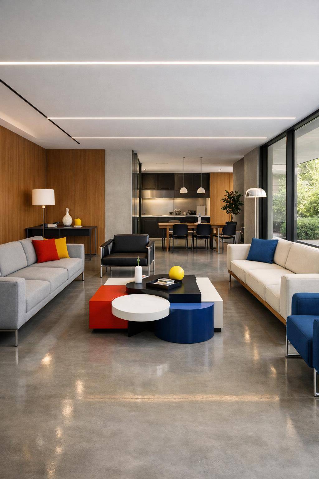 Wohnzimmer im Bauhaus-Stil einrichten- Arrangiere Sitzmöbel geradlinig und offen