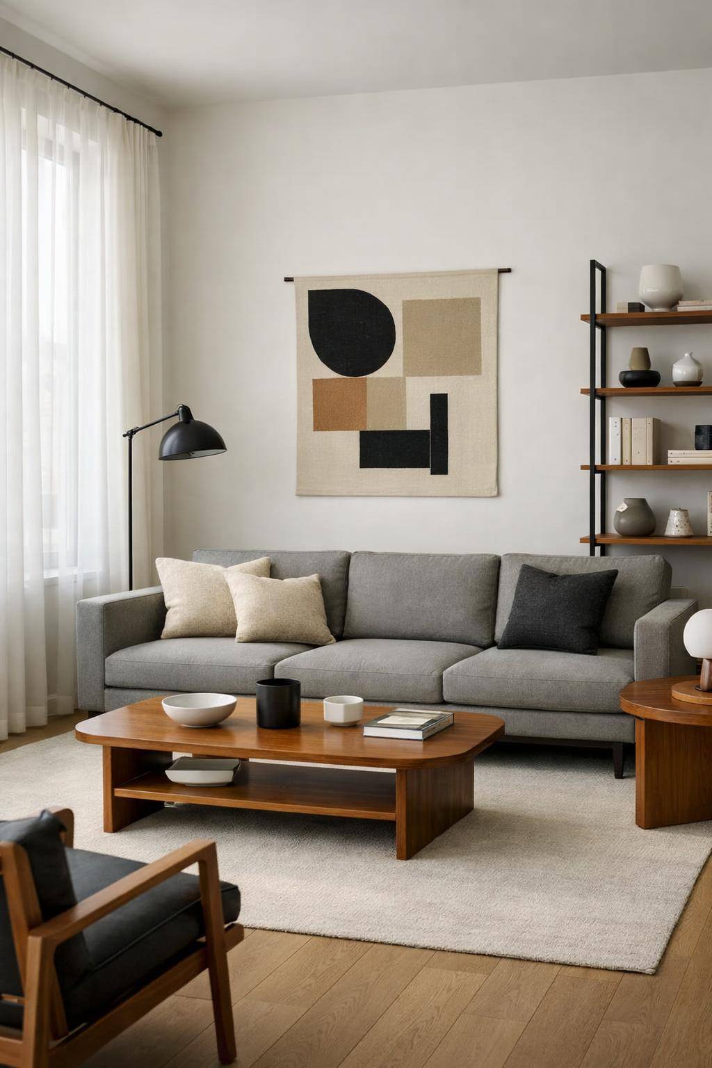 Wohnzimmer im Bauhaus-Stil einrichten- Bringe textile Akzente schlicht ein