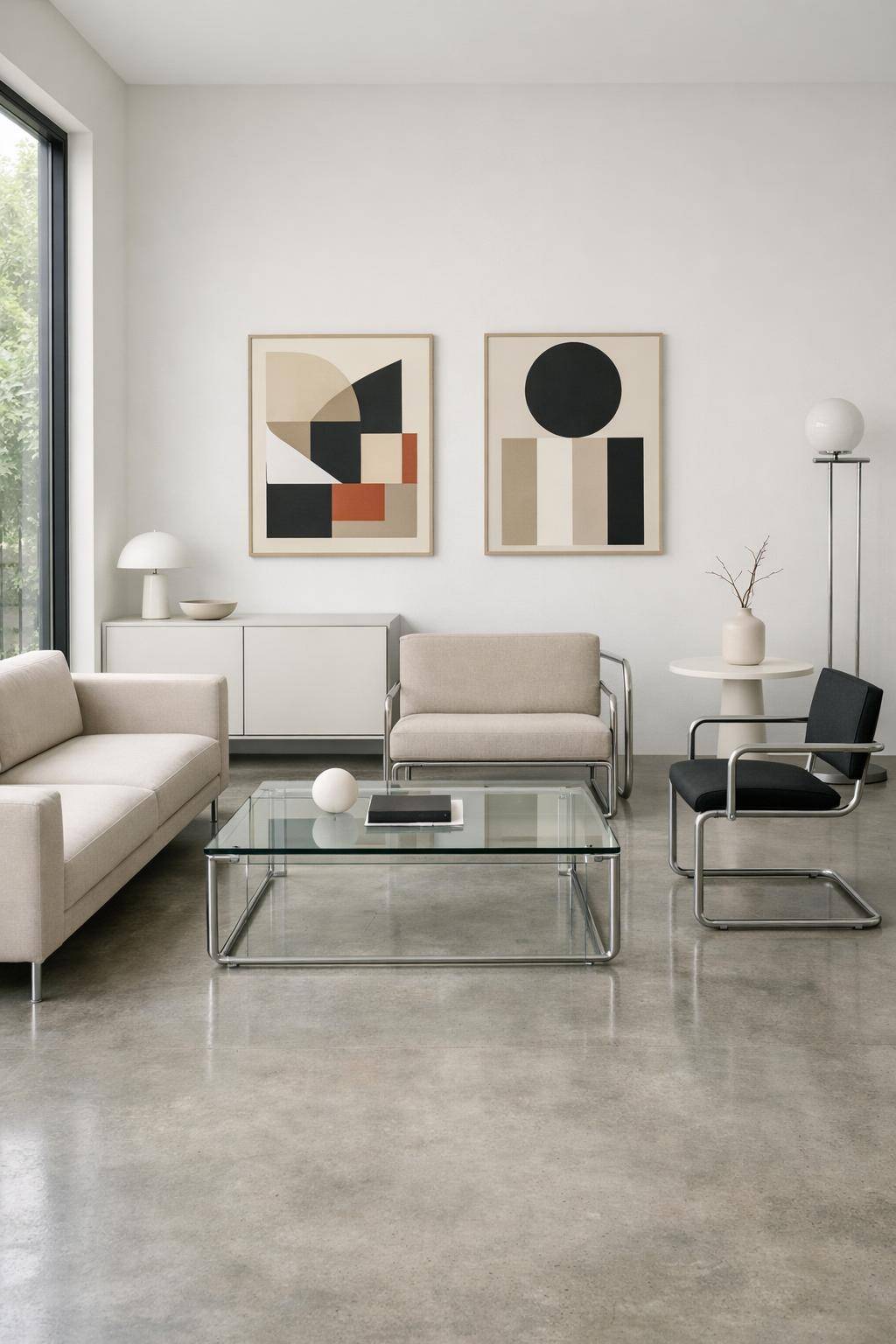 Wohnzimmer im Bauhaus-Stil einrichten- Dekoriere sparsam und bewusst minimalistisch