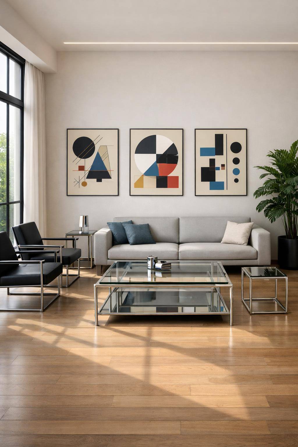 Wohnzimmer im Bauhaus-Stil einrichten- Setze auf klare Linien bei Tischen