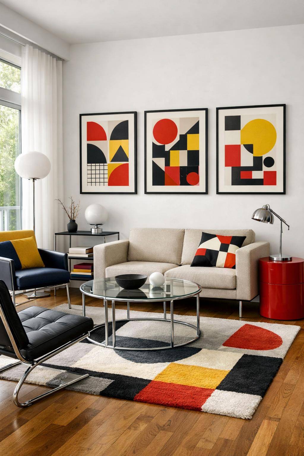 Wohnzimmer im Bauhaus-Stil einrichten- Suche originelle Bauhaus-Plakate als Wandschmuck