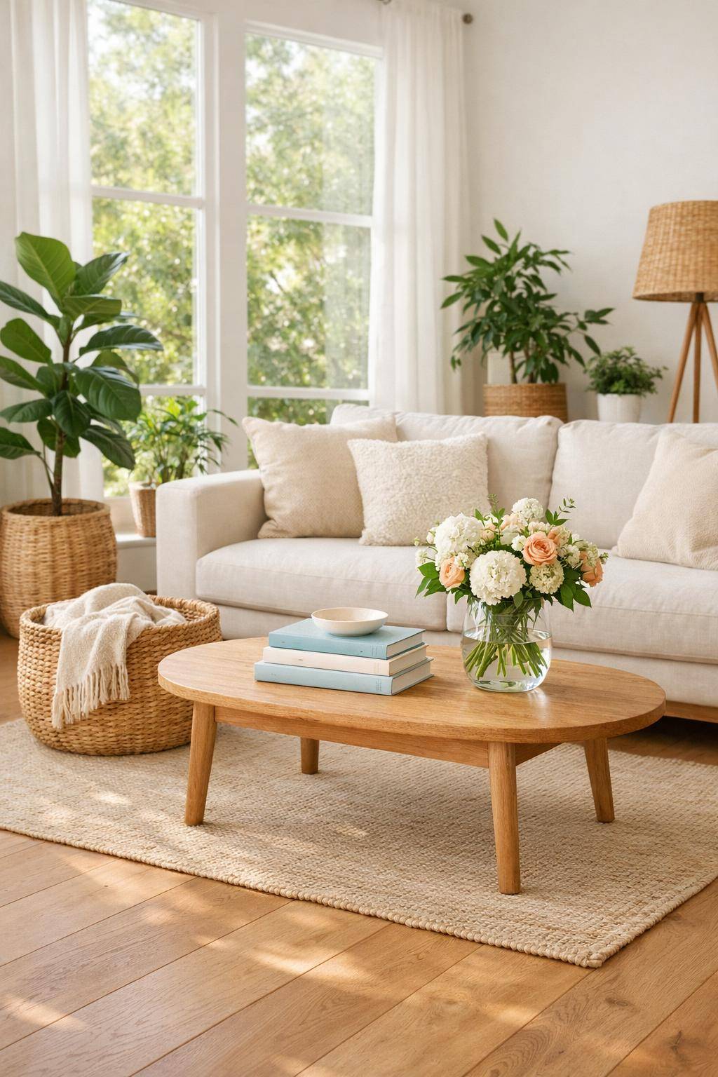Wohnzimmer sommerlich dekorieren- Präsentiere Sommerbücher auf dem Couchtisch