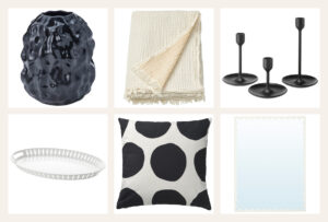 Collage mit IKEA-Funden fuer Wohnzimmer-Deko