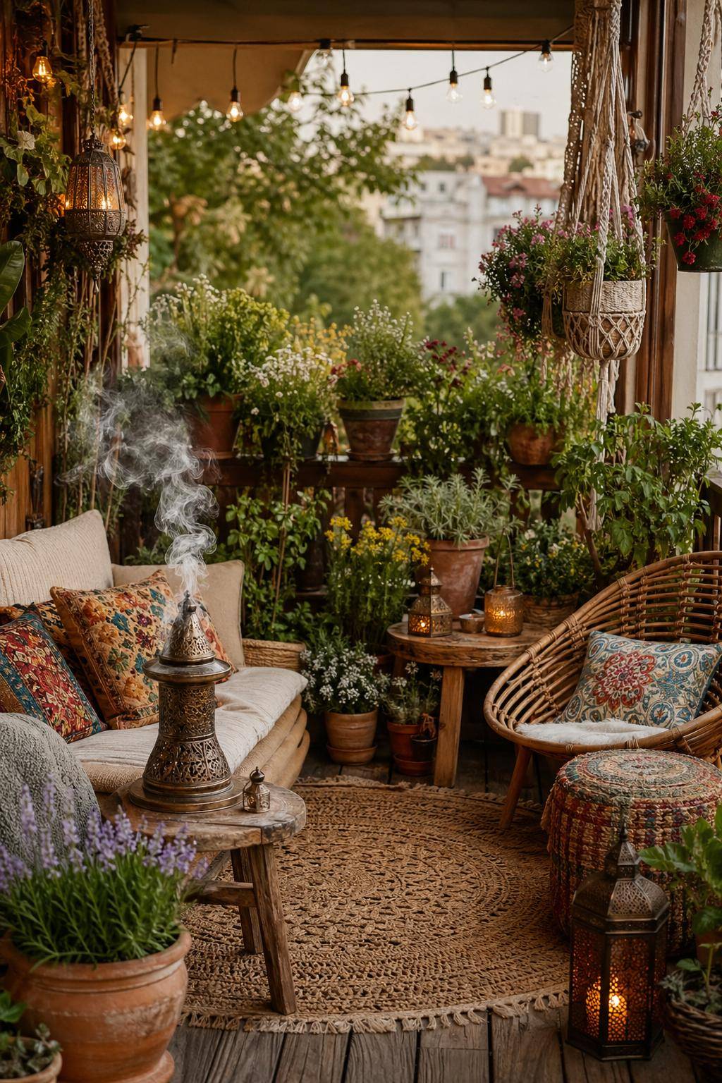 Boho-Balkon gestalten- Richte eine Duftoase mit Räucherstäbchen ein