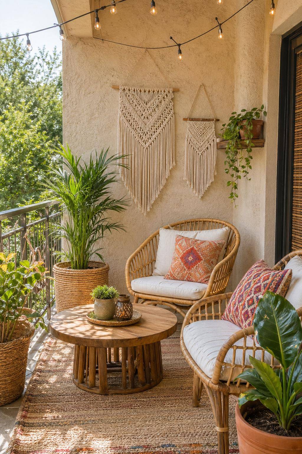 Boho-Balkon gestalten- Wähle Makramee-Dekorationen für Wände