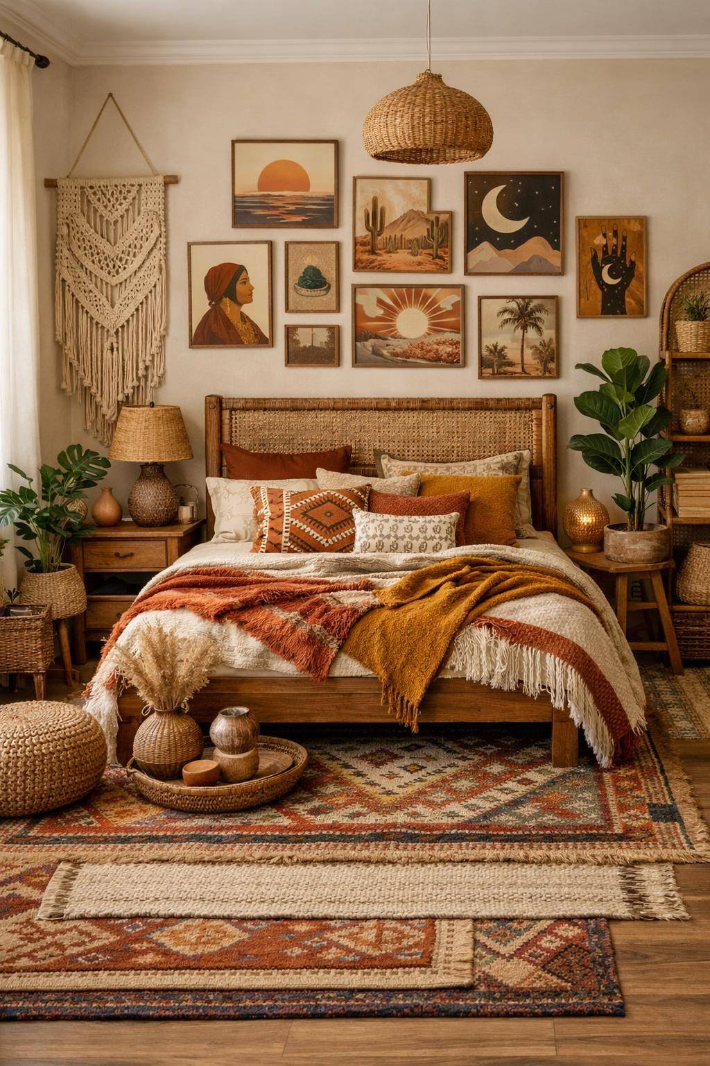 Boho-Schlafzimmer einrichten- Präsentiere inspirierende Boho-Kunstwerke