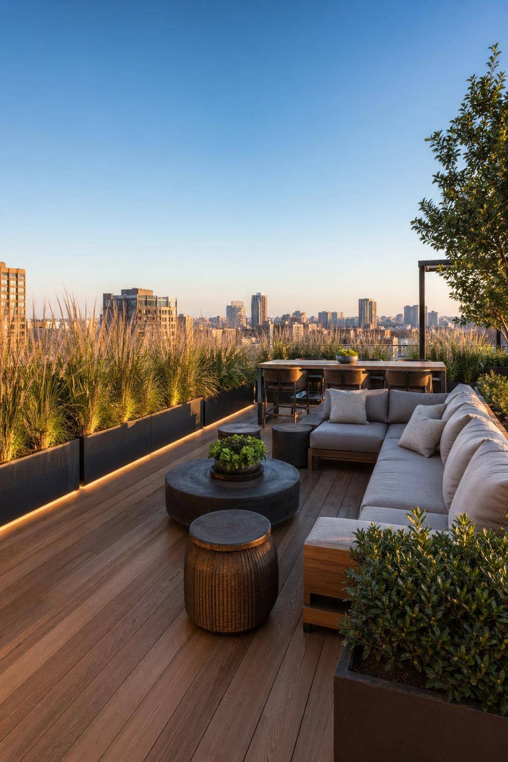 Dachterrasse gestalten-Pflanze hochwachsende Gräser für Privatsphäre