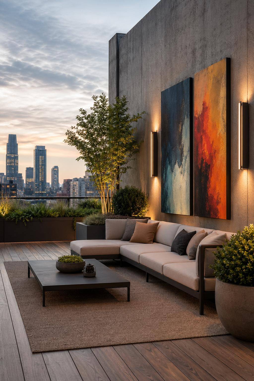 Dachterrasse gestalten- Bringe Outdoor-Kunst an Wänden zur Geltung