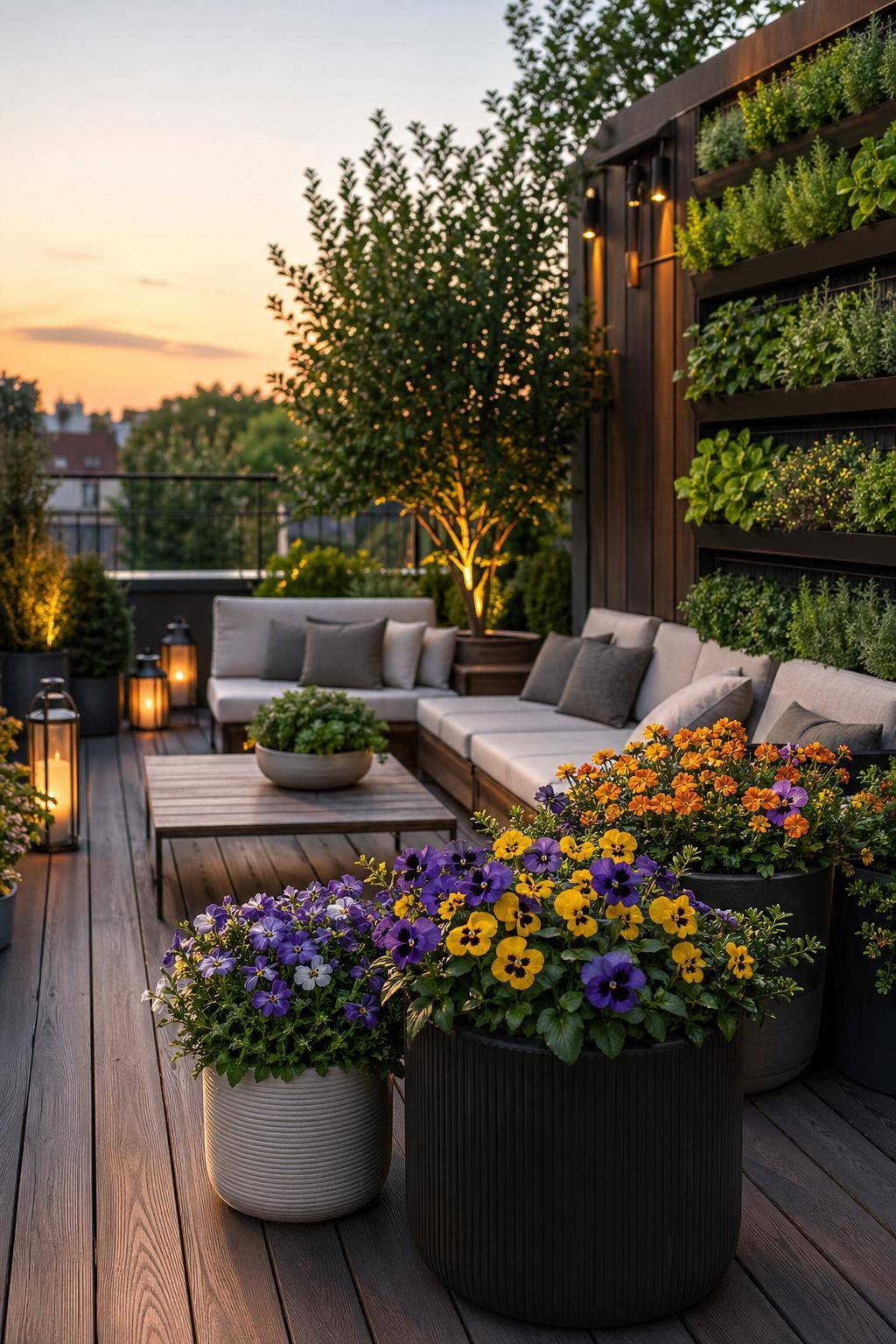 Dachterrasse gestalten- Züchte essbare Blüten in hübschen Töpfen