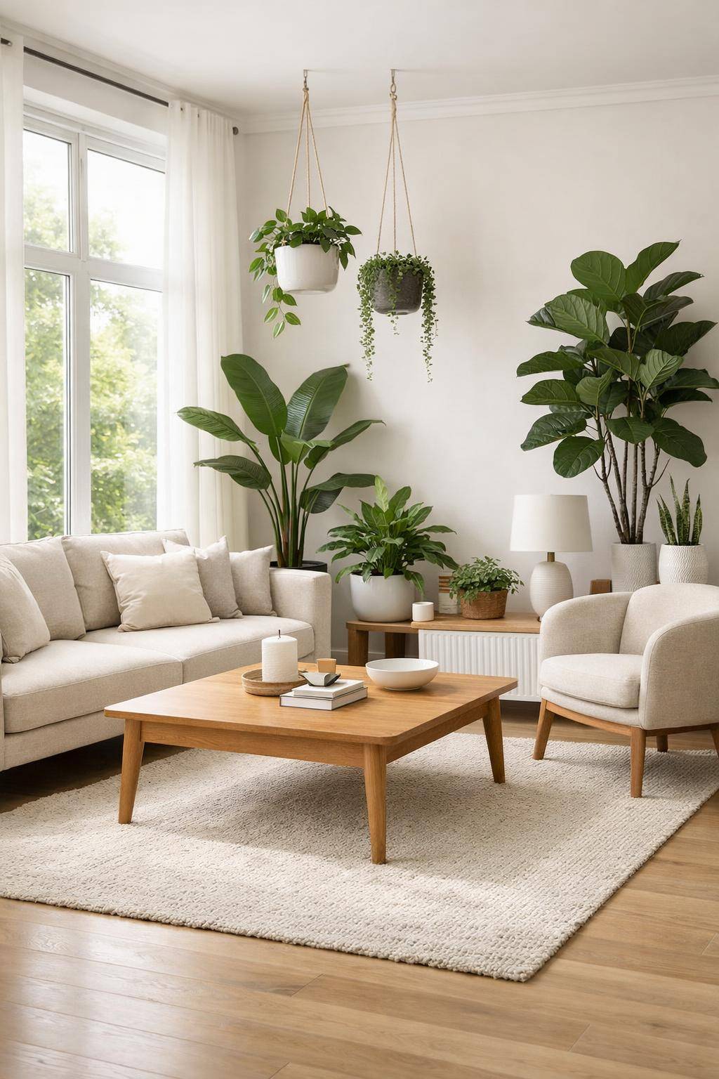 Dekorationsideen für dein Wohnzimmer- Integriere Pflanzen für naturnahe Akzente