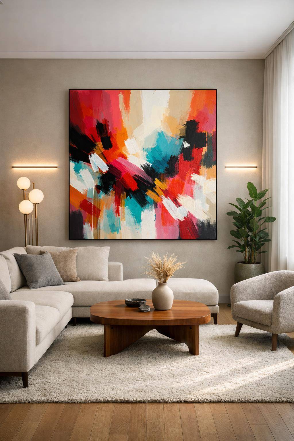 Dekorationsideen für dein Wohnzimmer- Schmücke deine Wände mit Statement-Kunstwerken